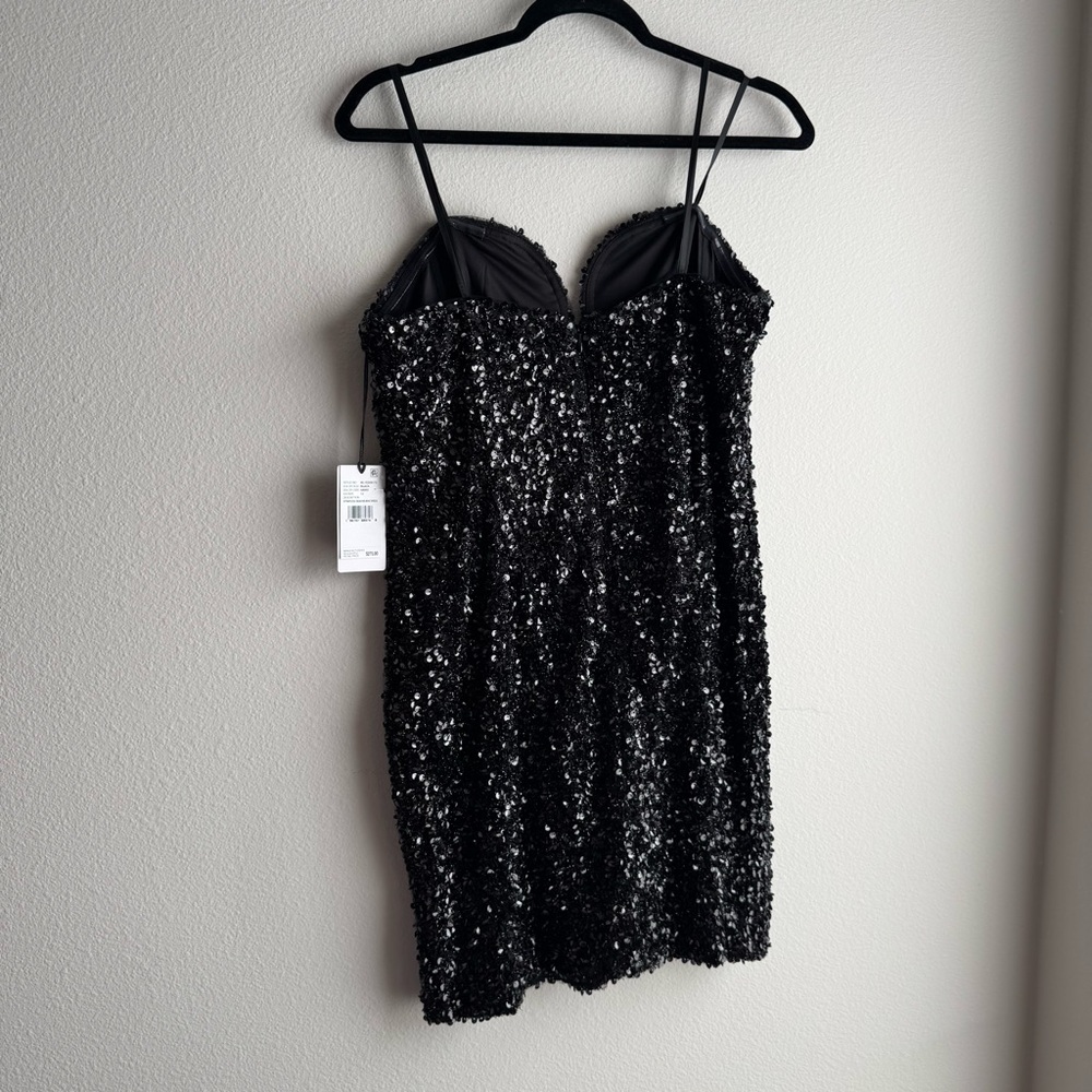 NWT Liv Foster Black Sequined Sleeveless Mini Dress size 12 - Picture 4 of 5